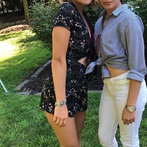 Floral Tie Front Romper